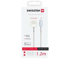 SWISSTEN Kovový magnetický kabel pro Apple Watch USB-A 1.2m bílá / 2.5W / 2 A