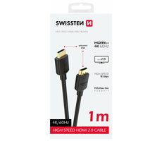 SWISSTEN Kabel HDMI 2.0 (M) - HDMI 2.0 (M) 1m černá / 18 Gbps / 4K / 60Hz / zlacené kontakty