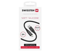 SWISSTEN SOFT SILICONE datový kabel USB - Lightning 0.4m černá