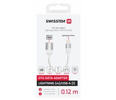 SWISSTEN TEXTILE OTG adaptér Lightning (M) na USB-A (F) 0.13m bílá