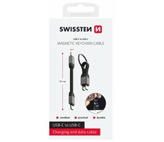SWISSTEN Magnetický keychain kabel USB-C (M) - USB-C (M) 9.7cm / 15W