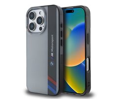 BMW IML Motorsport Vertical Stripe Zadní Kryt pro Apple iPhone 16 Pro šedá