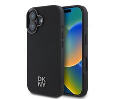 DKNY PU Leather Stack Logo Magsafe Zadní Kryt pro Apple iPhone 16 černá