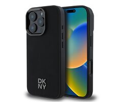 DKNY PU Leather Stack Logo Magsafe Zadní Kryt pro Apple iPhone 16 Pro černá