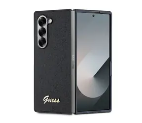 Guess PC/TPU Glitter Flakes Metal Logo Zadní Kryt pro Samsung Galaxy Z Fold 6 černá