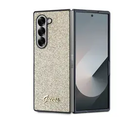 Guess PC/TPU Glitter Flakes Metal Logo Zadní Kryt pro Samsung Galaxy Z Fold 6 zlatá