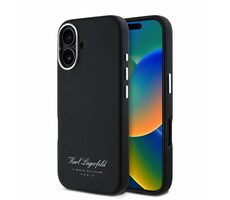 Karl Lagerfeld Grained PU Hotel RSG Zadní Kryt pro Apple iPhone 16 černá