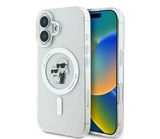 Karl Lagerfeld IML Glitter Karl and Choupette MagSafe Zadní Kryt pro Apple iPhone 16 čirá