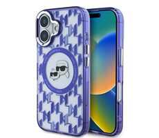 Karl Lagerfeld IML Monogram K&CH Heads MagSafe Zadní Kryt pro Apple iPhone 16 fialová