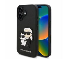 Karl Lagerfeld PU Saffiano Karl and Choupette Zadní Kryt pro Apple iPhone 16 černá