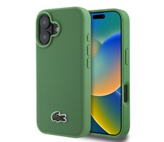 Lacoste Iconic Petit Pique Woven Logo MagSafe Zadní Kryt pro Apple iPhone 16 Plus zelená