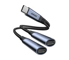 Joyroom SY-C03 Audio adaptér 2v1 USB-C (M) - duální USB-C (F) černá 