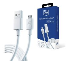 3mk datový kabel - Hyper Cable A to Micro 1.2m 5V 2.4A bílá
