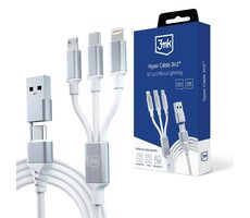 3mk Hyper Cable nabíjecí kabel 3in1 A/C to C/Micro/Lightning 1.5m bílá