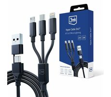 3mk Hyper Cable nabíjecí kabel 3in1 A/C to C/Micro/Lightning 1.5m černá