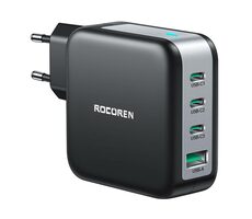 Rocoren GaN černá / Nabíjecí adaptér / 100W / 3x USB-C / 1x USB-A 