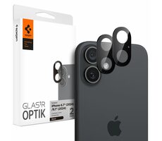 Spigen Glass tR Optik 2 Pack ochranné sklo na fotoaparát pro Apple iPhone 16/16 Plus 2ks černá 