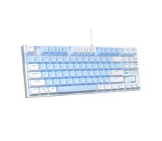 MageGee MK-STAR bílo-modrá / Mechanická klávesnice / US layout / kabel USB-A / RGB podsvícení 