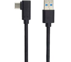 PremiumCord Kabel USB Typ C/M 90° ohnutý konektor – USB 3.0 A/M 3m černá