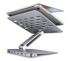 AXAGON HMC-STND, stojan pro 10"-16" notebooky, USB 5Gbps hub, 3x USB-A, HDMI 4k/60Hz, RJ-45, PD 100W, kabel USB-C 60cm