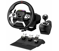 Rozbaleno - GENIUS GX SpeedMaster X5 FF černá / Sada volantu a pedálů / USB-C / vibrace / řadicí páka / rozbaleno