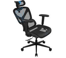 ThunderX3 YTC-Mesh černo-modrá / Ergonomická židle / nastavitelná / síťovaná / pojezdová kolečka / nosnost 125 kg
