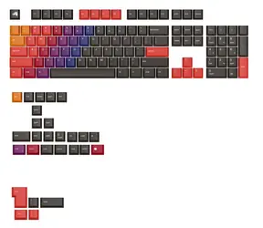 Glorious vyměnitelné klávesy GPBT Gradient (ANSI US) - Celestial Fire / PBT / 131 ks / ANSI US layout / Cherry MX(+) 