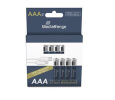 MediaRange nabíjecí USB-C Li-Ion baterie Micro AAA / 500mAh / 1.5V / 4ks