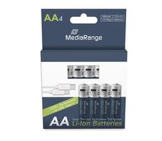 MediaRange nabíjecí USB-C Li-Ion baterie Mignon AA / 1400mAh / 1.5V / 4ks