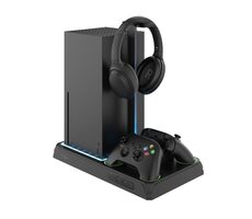 FIXED Multifunkční stanice pro Xbox Series X a S s odvětráváním a nabíjením pro dva ovladače Xbox černá