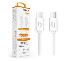 Aligator Datový kabel POWER 100W / USB-C/USB-C 5A / 2.5m bílý