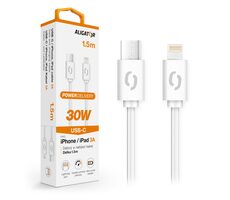 Aligator Datový kabel POWER 30W / USB-C/Lightning 3A 1 / 1.5m / bílý