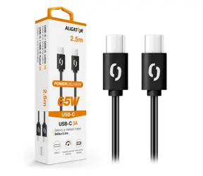 Aligator Datový kabel POWER 65W / USB-C/USB-C 3A / 2 / 5m černý
