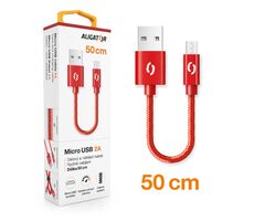 Aligator Datový kabel PREMIUM 2A / Micro USB 50cm červený