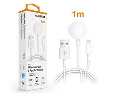 Aligator Nabíjecí kabel 2v1 pro iPhone/iPad a Apple Watch / bílý