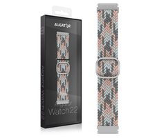 Aligator Řemínek textilní 22mm / růžovo-šedý