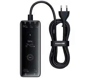 Baseus Digital Charger 240W GaN (P10163901113-00) Nabíjecí stanice černá / 3xUSB-C / 1xUSB-A / 1xDC