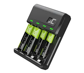 Green Cell GRSETGC03 / nabíječka baterií / NiMH / 1.2A / nabíjení samotných článků / včetně 2xAA+2xAAA