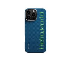 Pitaka Tactile Woven Case Hello World ochranný kryt pro iPhone 16 Pro modrá