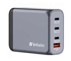 Verbatim 32202 Cestovní univerzální GaN nabíjecí adaptér 100W šedá / 3x USB-C / 1x USB-A / QC / PD