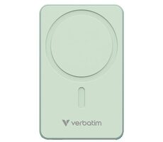 Verbatim Charge 'n' Go Essentials Magnetická bezdrátová powerbanka 5000mAh zelená / USB-C / MagSafe / 15-20W