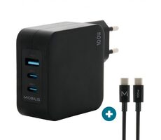 Mobilis Wall Charger 100W černá / 2x USB-C / 1x USB-A / nabíjecí kabel USB-C - USB-C