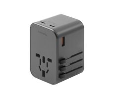 Energea TravelWorld univerzální adaptér GAN65 šedá / PD65W & PPS55W & QC3.0 / 65W 