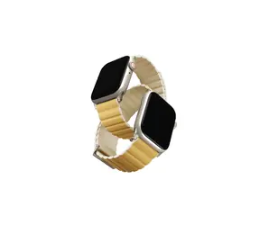 UNIQ Revix Premium Edition Reversible Magnetic řemínek pro Apple Watch 49 & 45 & 44 & 42 mm - CANARY (žlutá & béžová)