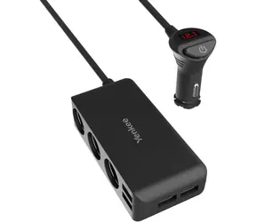 YENKEE YAC 450 černá / Nabíjecí adaptér do auta / 4x USB-A / 3x 12V výstup / 1 m