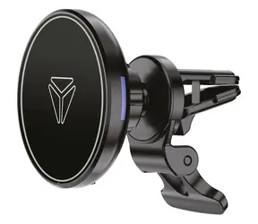 YENKEE YSM 615 černá / Magnetický držák do mřížky ventilace / bezdrátové nabíjení 15W / otočný