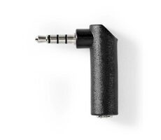 Nedis Stereo audio adaptér jack 3.5 mm (M) - jack 3.5 mm (F) černá / 90° úhel / poniklovaný 