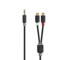 Nedis Stereo Audio kabel jack 3.5 mm (M) - 2x RCA (F) 0.20 m černá