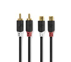 Nedis Stereo Audio kabel 2x RCA (M) - 2x RCA (F) 2.00 m černá