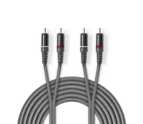 Nedis Stereo Audio kabel 2x RCA (M) - 2x RCA (M) 1.50 m tmavě šedá